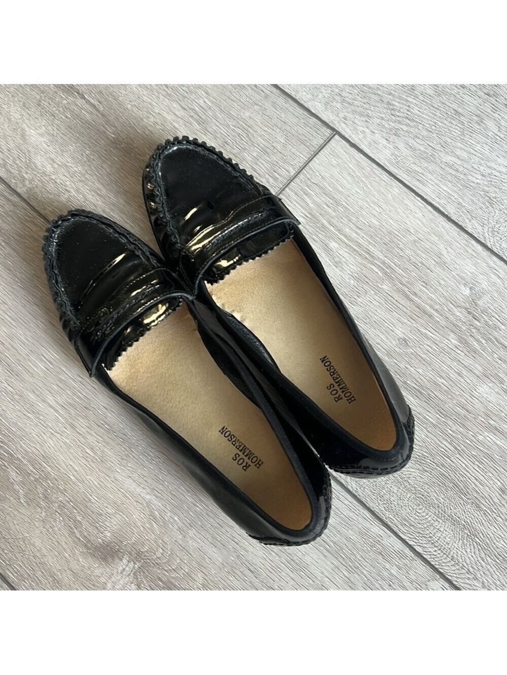 Ros Hommeeson black patent leather penny style classic slip on loafers size 6 - Picture 7 of 10